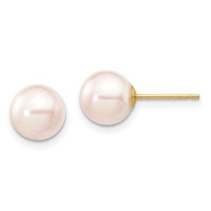14K Yellow Gold White Akoya Pearl Earrings